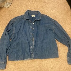 Cropped dark blue wash button down shirt! Worn TWO TIMES!!